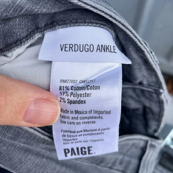 PAIGE Denim Verdugo Skinny Jeans Light  Grey, size 28 - Picture 8 of 8